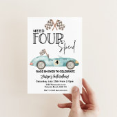 Need FOUR Speed Blue Race auto 4e verjaardag Kaart