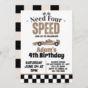 Need Four Speed Boy 4th Verjaardagsfeestje Kaart