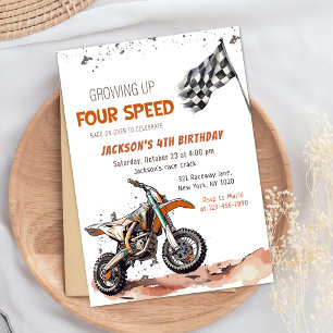 Need Four Speed Dirt Bike Boy 4e Verjaardagsfeest Kaart