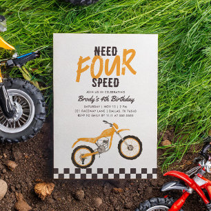 Need Four Speed Geel Dirt Bike Boy 4e Verjaardag Kaart