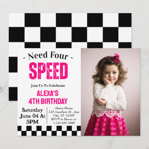 Need Four Speed Girl 4e verjaardagsfeestje foto Kaart