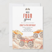 Need Four Speed Monster Truck Boy 4th Birthday Inv Kaart (Voorkant)