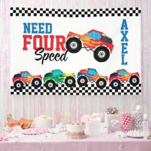Need Four Speed Monster Truck Race 4e Verjaardag B Spandoek