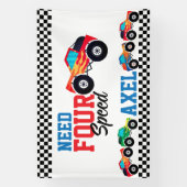 Need Four Speed Monster Truck Race 4e verjaardag B Spandoek (Verticaal)