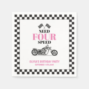 Need Four Speed Pink Heavy Bike Vierde Verjaardag Servet