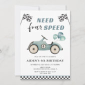 Need Four Speed Race Auto 4e verjaardag Kaart (Voorkant)