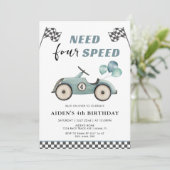 Need Four Speed Race Auto 4e verjaardag Kaart (Staand voorkant)