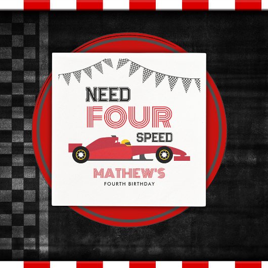 Need Four Speed Race Auto 4e verjaardag Servet