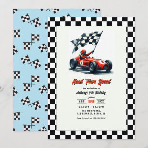 Need Four Speed Race Car 4e Verjaardagsfeestje Kaart