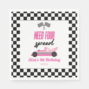 Need Four Speed Roze Race Auto 4e Verjaardagsfeest Servet