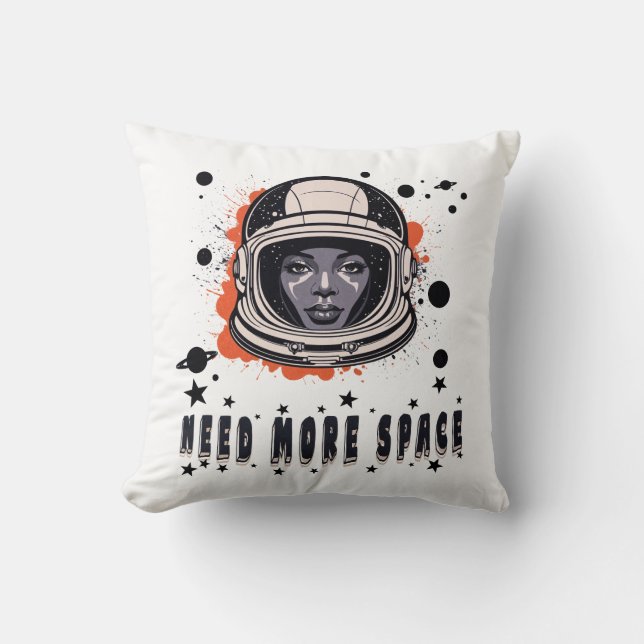 Need More Space – Astronaut Throw Pillow Kussen (Voorkant)