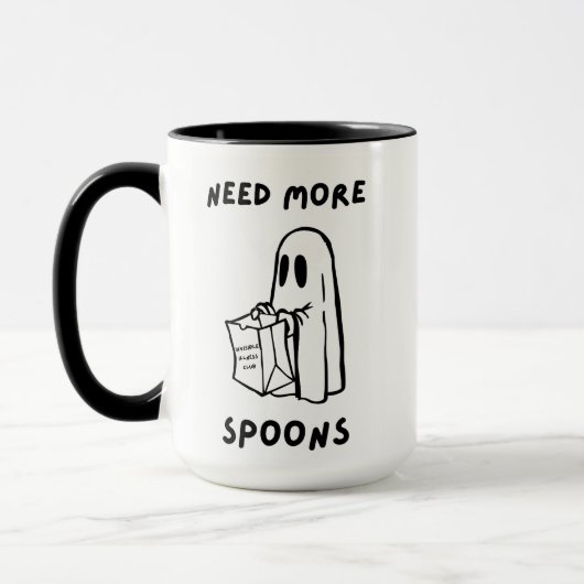 'Need More Spoons' Chronic Illness Humor Mug (Gauche)