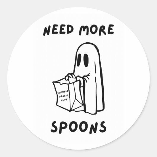 'Need More Spoons' Funny Chronic Illness Sticker (Voorkant)