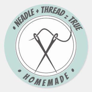 Needle+tread=true Zelfgemaakt op bleke mintgroene  Ronde Sticker