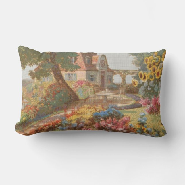 Needlepoint Style Garden House Kussen (Voorkant)