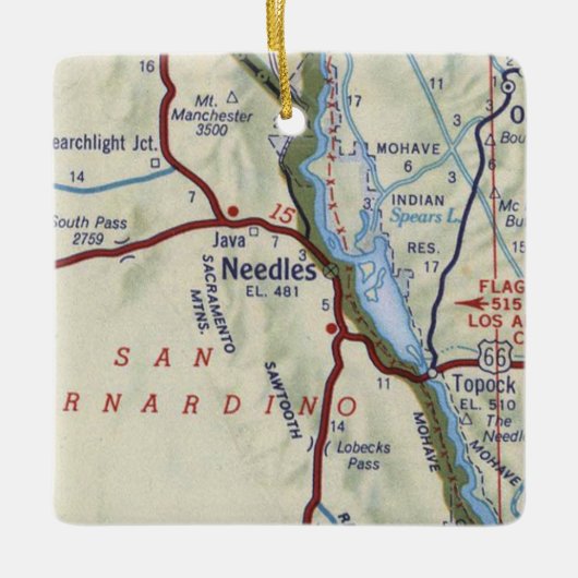 Needles CA  Map Keramisch Ornament (Voorkant)