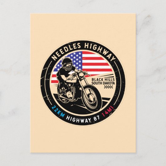 Needles Highway South Dakota Motorcycle Briefkaart (Voorkant)