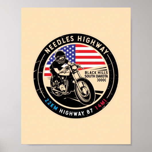 Needles Highway South Dakota Motorcycle Poster (Voorkant)