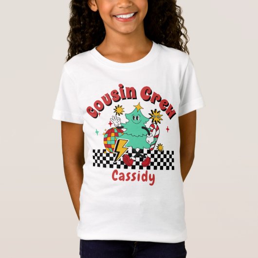 Neef bemanning naam kerst matching familie t-shirt (Voorkant)
