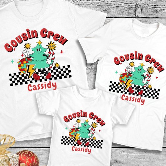 Neef bemanning naam kerst matching familie t-shirt