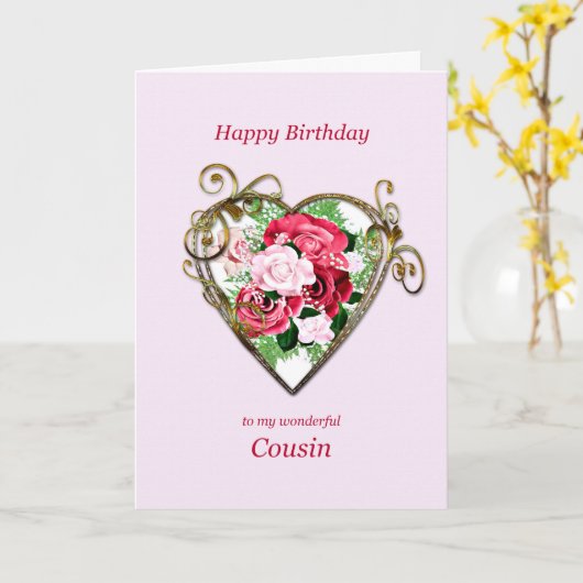 Neef Birthday Antiek Gedopte Rozen Kaart (Gele Bloem)