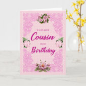 Neef Birthday met roze Roses Kaart (Gele Bloem)