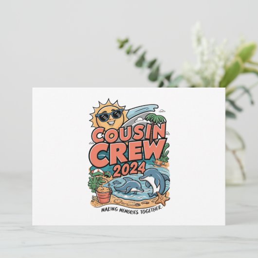 Neef crew 2024 Zomer Vakantie Strand Familie Trip Kaart (Staand voorkant)