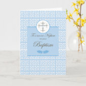 Neef Doop Blauw met Kant en Kruis Kaart (Gele Bloem)