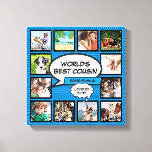 Neef Fotocollage Blauw Comic Book Fun Canvas Afdruk