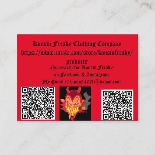 Neef Freaky-visitekaartjes Visitekaartje (Voorkant)