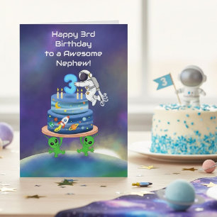 Neef Happy 3e Verjaardag Astronaut met Buitenaards Kaart