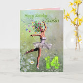 Neef leeftijd 14, bloem fee verjaardagskaart kaart (Gele Bloem)