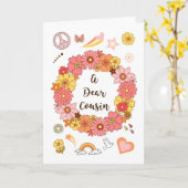 Neef Moederdag Floral Peace and Love Kaart (Gele Bloem)