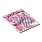 Neef Poem 16th Birthday - Roze Notitieblok (Schuin)