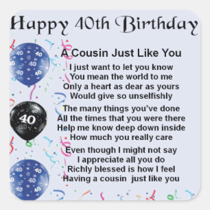 Neef Poem 40th Birthday Vierkante Sticker