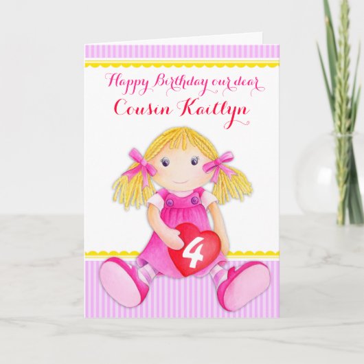 neef rag doll art 4 verjaardagskaart kaart (Voorkant)