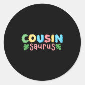 Neef Saurus Kinder Dinosaurus Verjaardagsfeest Fam Ronde Sticker (Voorkant)