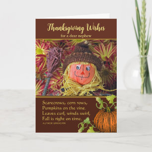 Neef Thanksgiving Lief Oogst Vogelverschrikker Feestdagen Kaart