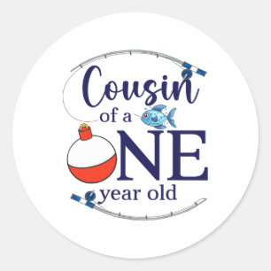 Neef van de grote één vissen jongen eerste verjaar ronde sticker
