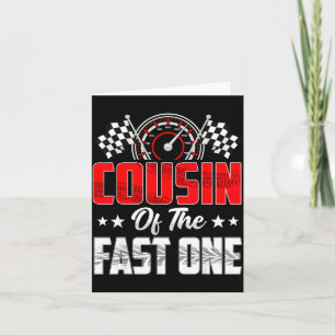 Neef van de snelle verjaardag 1e race auto familie kaart
