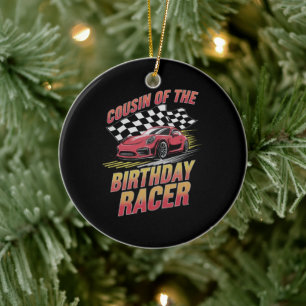 Neef Van De Verjaardag Racer Rennende Familie Fees Keramisch Ornament