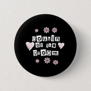 Neef van Groom White op Black Ronde Button 5,7 Cm
