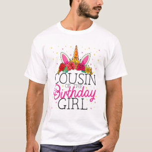 Neef van het eenhoorn-verjaardagsmeisje eenhoorn v t-shirt
