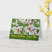 Neef Verjaardag Aangepaste Naam met Catalpa Bloese Kaart (Gele Bloem)
