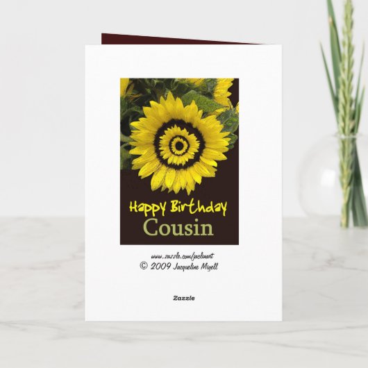 NEEF Verjaardag met Vrolijke Zonnebloem Kaart (Achterkant)