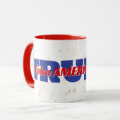 NEEM AMERIKA TERUG Trump tekst op sterren Mok (Voorkant links)