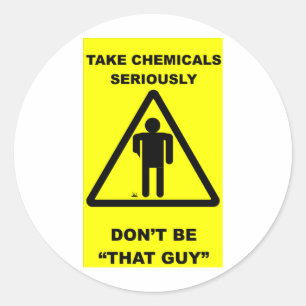 Neem chemicaliën serieus ronde sticker