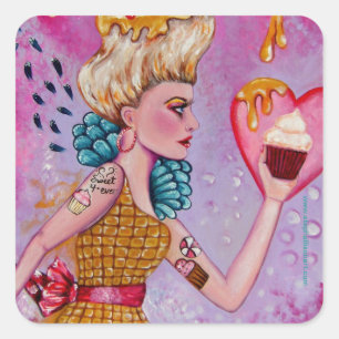 Neem de Cupcake en ren Vierkante Sticker