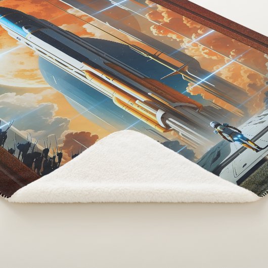 Neem de Maanlancering - Reis naar Moon Retro Poste Sherpa Deken (3/4)