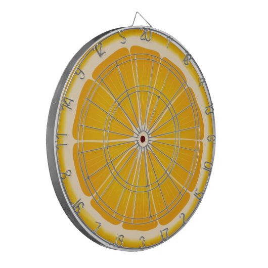 Neem de Oranje Slice Challenge Dartbord (Voorkant Links)
